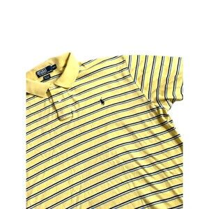 Ralph Lauren Shirt Men’s 2XL Yellow Blue Stripe Short Sleeve Polo Casual